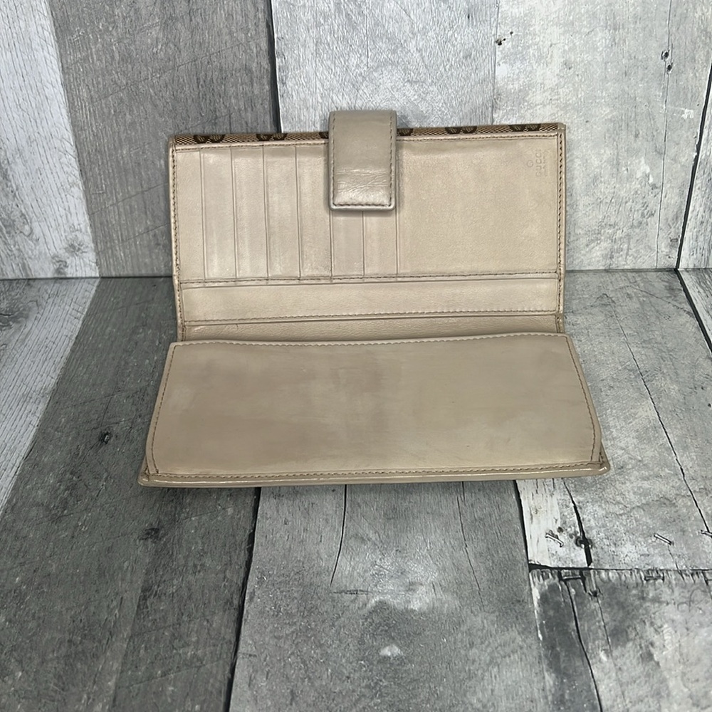 GUCCI Mayfair Authentic Long Monogram Bow Adorned Canvas Leather Wallet - Picture 3 of 12